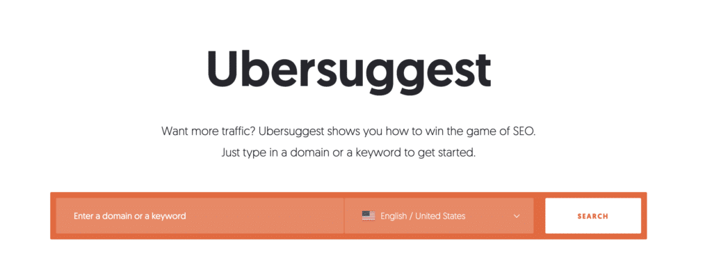 Ubersuggest home page 